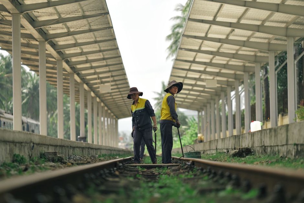 Engineers conducting inspection on railway infrastructure