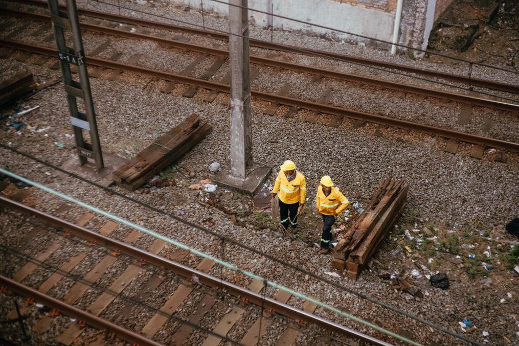 Engineers conducting a track inspection