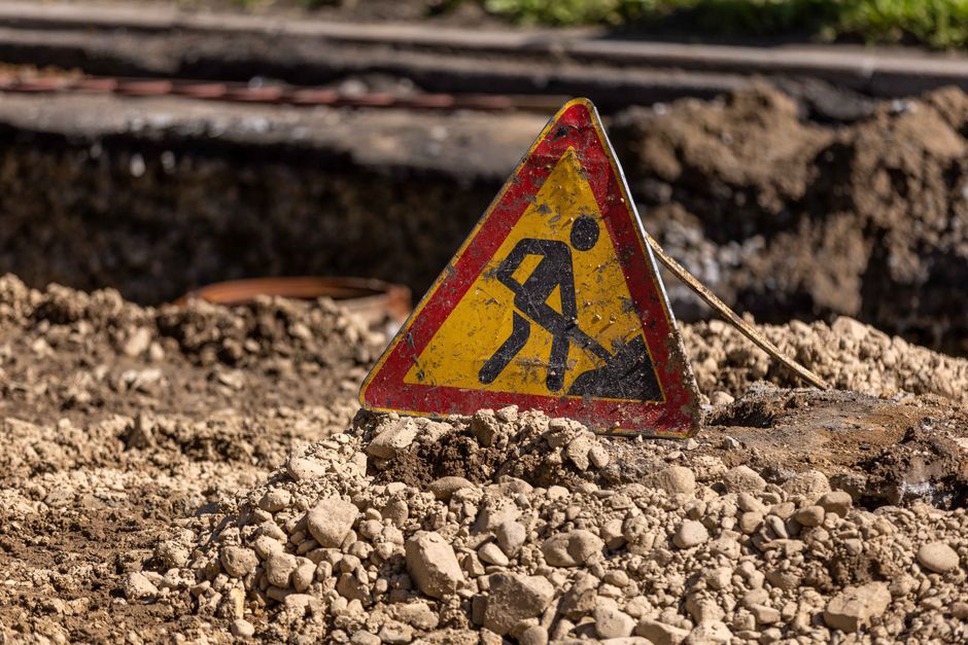 Construction site with soil erosion control measures
