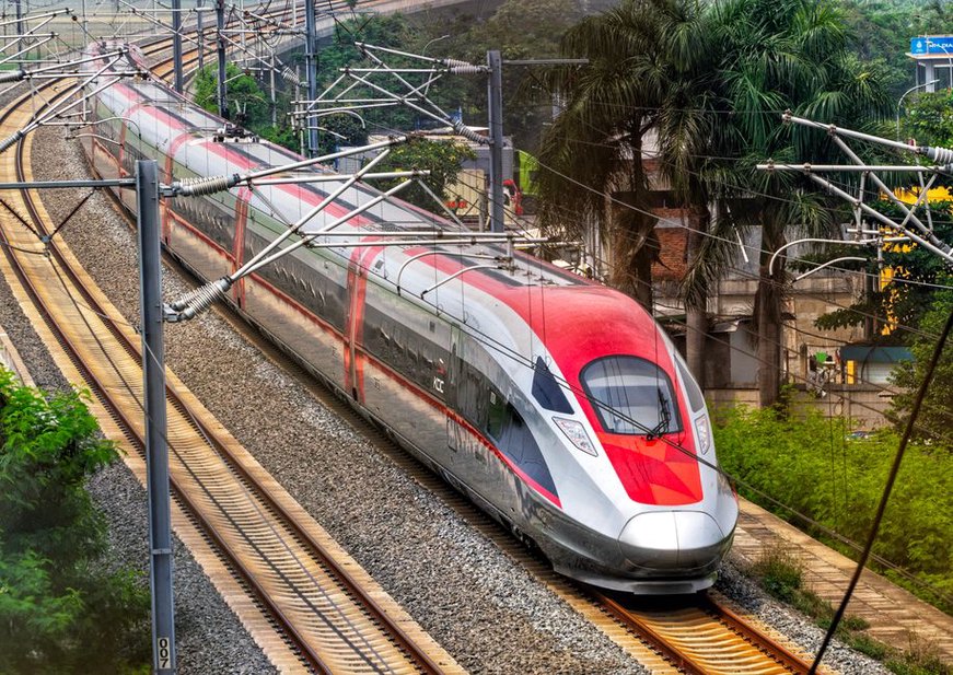 High-tech equipment monitoring railway tracks