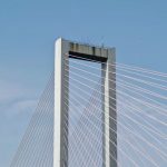 Engineer reviewing a bridge structural model