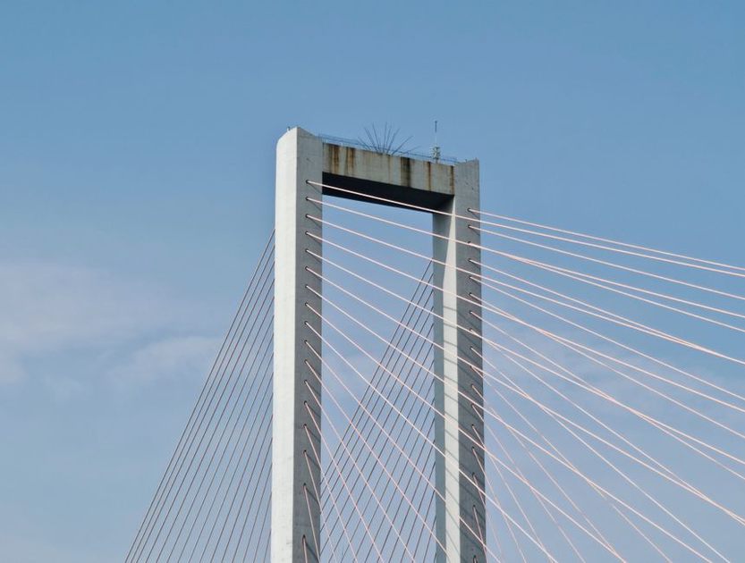 Engineer reviewing a bridge structural model
