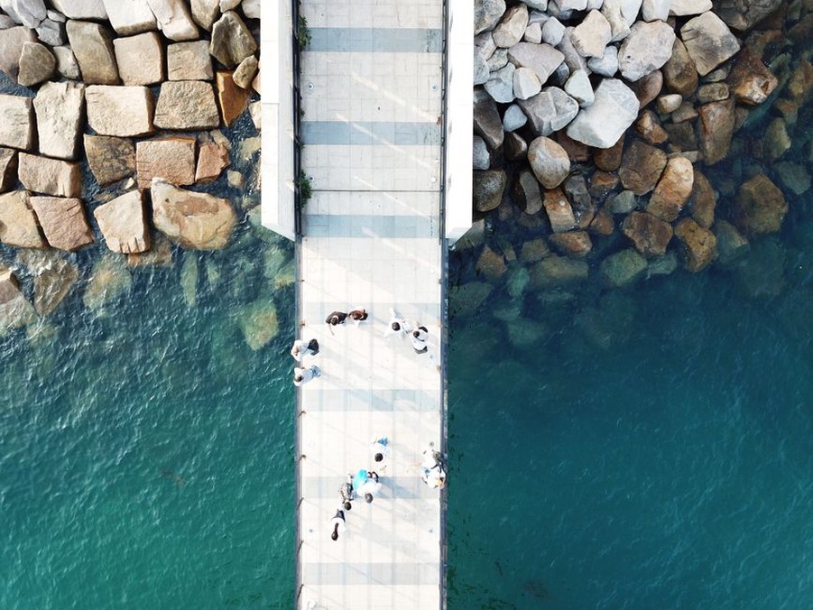 Drone-assisted inspection of a bridge pier