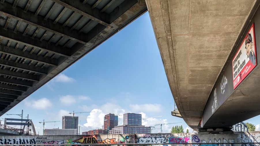 Sensor mounted to record a bridge's vibration response