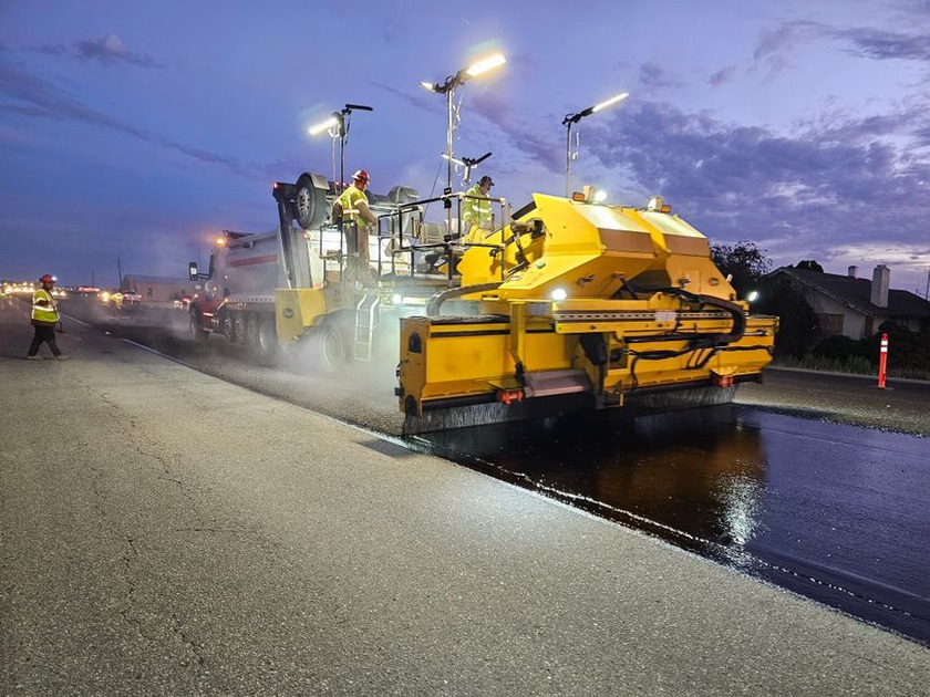 Recycling equipment reworks the existing pavement layer