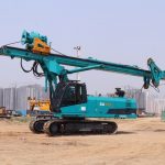 Bored pile installation for a bridge foundation during construction phase