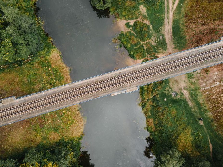 Engineers review a three-dimensional embankment survey