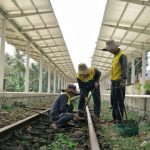 Inspectors assess track deformation after a slope failure