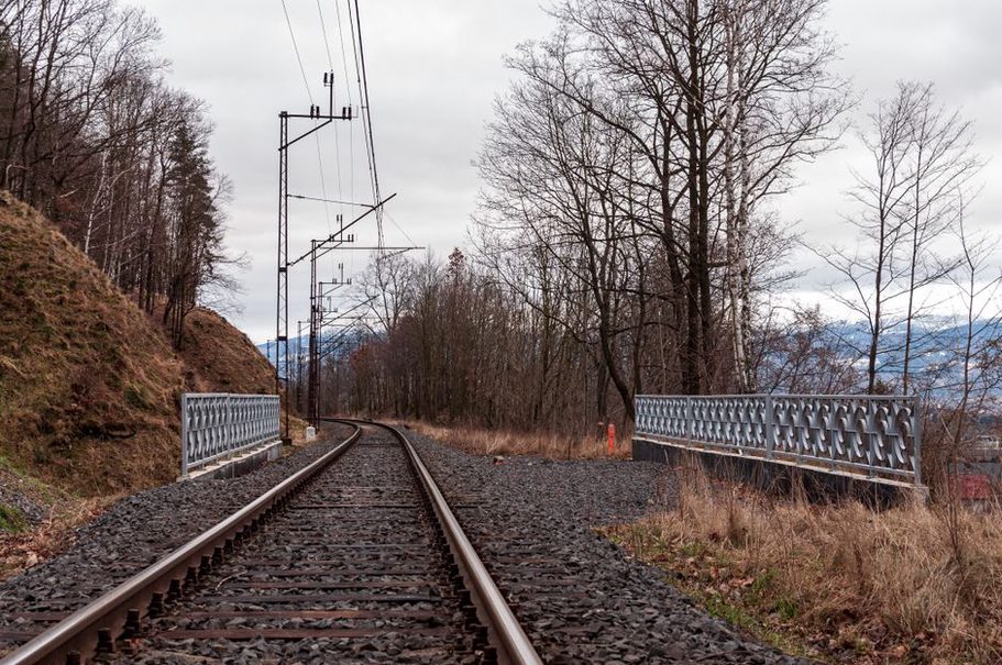 Sensors installed along a railway embankment