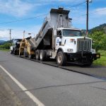 Modern road construction machinery during pavement rehabilitation