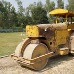Compaction equipment preparing the road subgrade