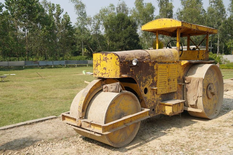 Compaction equipment preparing the road subgrade