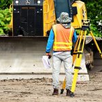 Survey control beside an urban excavation