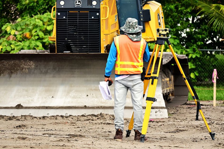 Survey control beside an urban excavation