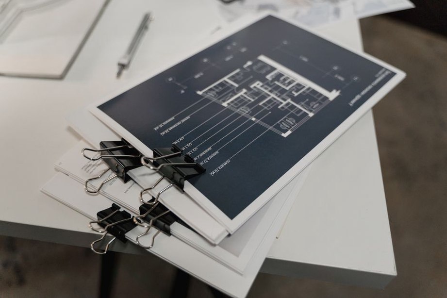 Material samples arranged beside a technical data sheet