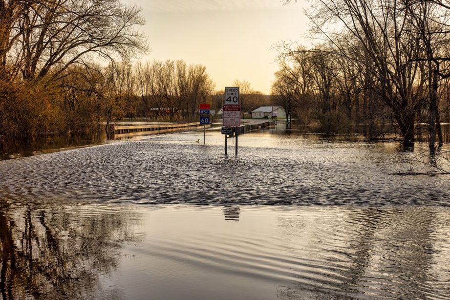 Debris collecting near a road drainage crossing