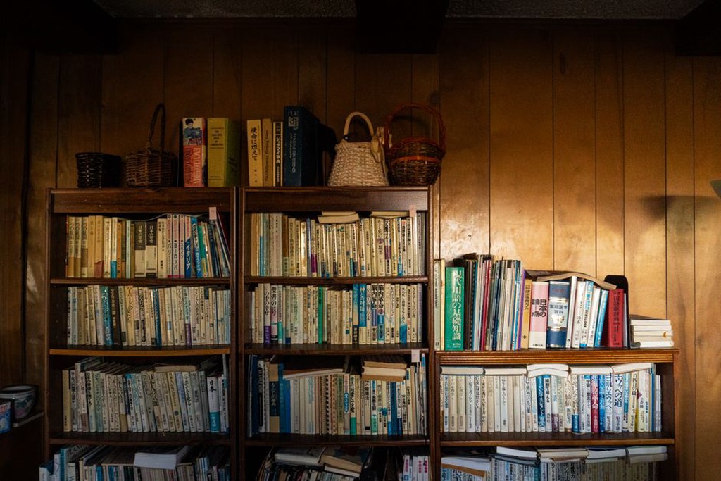 Books and games have accessible places on shared shelves
