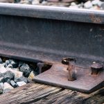 Rail clip and pad seated on a concrete sleeper