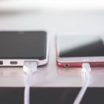 Phone charging on an uncovered work surface
